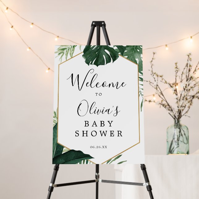 Double Sided Baby Shower Welcome and Favors Sign (In Situ (Stand))