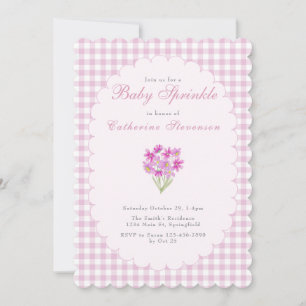 Double Sided Baby Sprinkle Invitation Pink Flowers