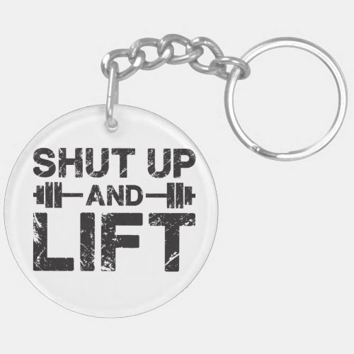 Double_sided _ Barbell Plate Shut Up and Lift Keychain