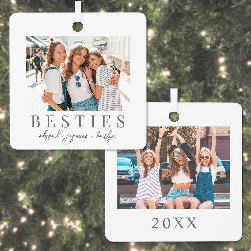 Double Sided Best Friend Photo Christmas Metal Ornament
