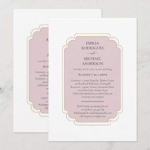 Double Sided BILINGUAL Wedding Rose Pink Invitation