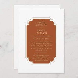 Double Sided BILINGUAL Wedding Terracotta  Invitation
