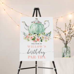 Double Sided Birthday Party Tea Welcome Favor Sign