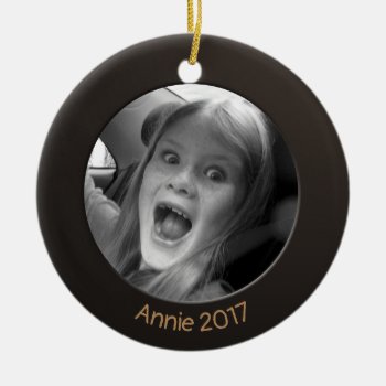 Double Sided Black 2 X Custom Photo And Text Ceramic Ornament by KreaturShop at Zazzle