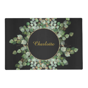 DOUBLE SIDED BLACK EUCALYPTUS BRANCH PLACEMAT