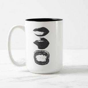 Double Sided Black Lips Smile Minimalist Mon Two-Tone Coffee Mug