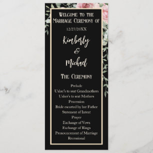 Double Sided Black Pink Boho Wedding Program