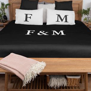 Double Sided Black & White Hotel Chic Monogram Duvet Cover