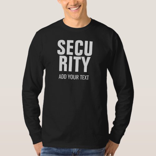 Double Sided Black White Long Sleeve Mens Security T_Shirt