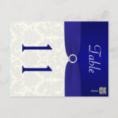 Double-sided Blue and Ivory Damask Table Number (Back)