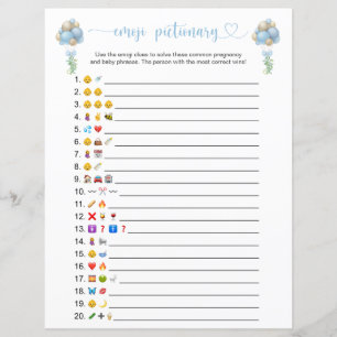 Double Sided Blue Balloons Emoji Pictionary Game