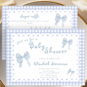 Double Sided Blue Gingham Baby Shower Invitation