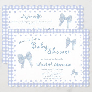Double Sided Blue Gingham Baby Shower Invitation