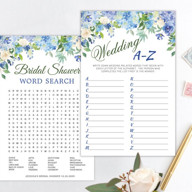 DOUBLE SIDED Blue Hydrangea Bridal Shower Game (Creator Uploaded)
