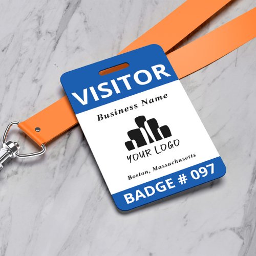 Double Sided Blue White Visitor Logo Template Badge