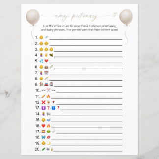 Double Sided Boho Balloon Emoji Pictionary Game