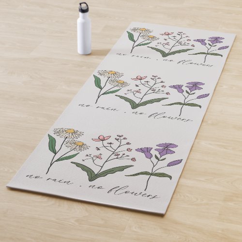 Double Sided Boho Wildflowers Inspirational Quote  Yoga Mat