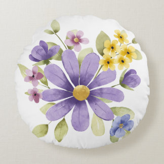 Double-Sided Botanical Spring Flower Decor Round Pillow