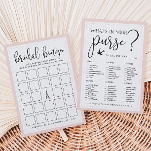 Double-Sided Bridal Shower Bingo and Purse Game