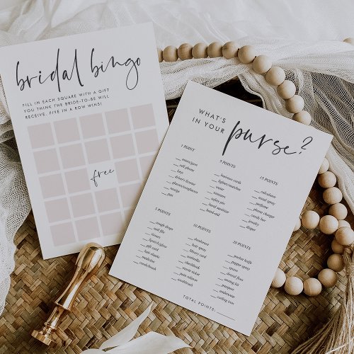 Double Sided Bridal Shower Bingo  Purse Game Card