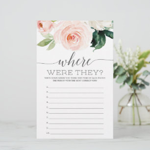 Double Sided Bridal Shower Game Blushing Blooms
