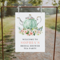 Double Sided Bridal Shower Tea Welcome Favor Sign