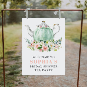 Double Sided Bridal Shower Tea Welcome Favor Sign