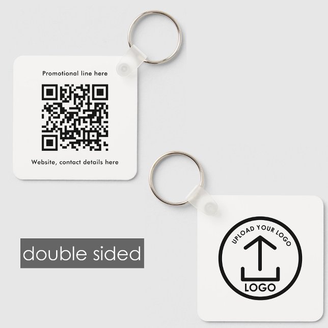 Double Sided Business Logo Text Promo QR Code Keychain (Double Sided Business Logo Text Promo QR Code Keychain)