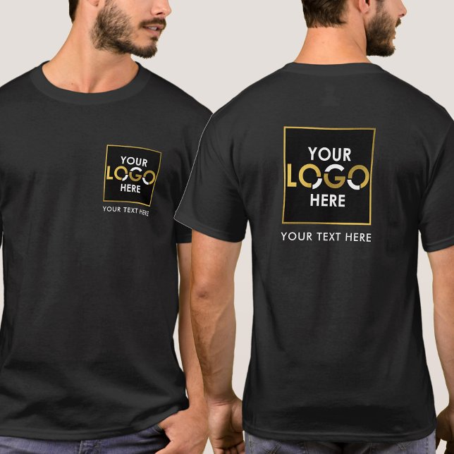 Double Sided Business Logo Text Promotional Black T-Shirt (Double Sided Business Logo Text Promotional Black T-Shirt)