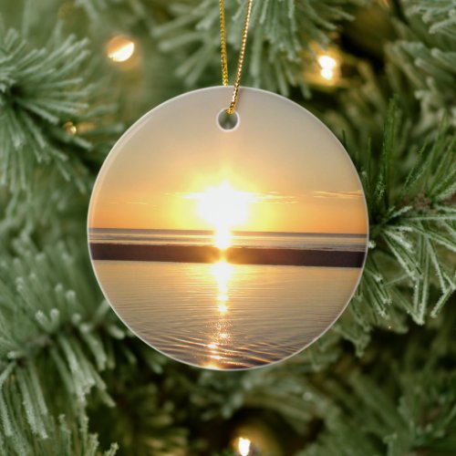 Double Sided Cape Cod Sunset Photography Christmas Ceramic Ornament