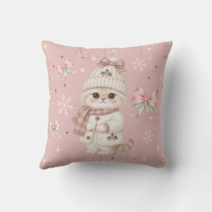 Double Sided Christmas Cat Throw Pillow