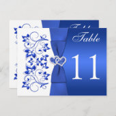 Double-sided Cobalt Blue and White Table Number (Front/Back)