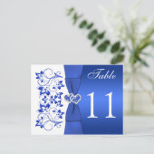 Double-sided Cobalt Blue and White Table Number (Standing Front)