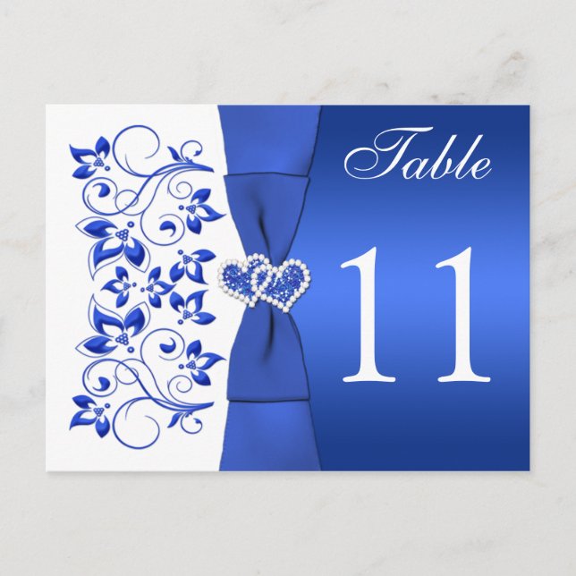 Double-sided Cobalt Blue and White Table Number (Front)