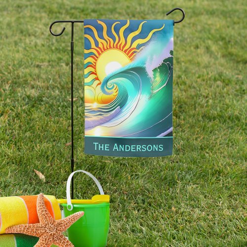  Double Sided Colorful Sun and Surf Signature  Garden Flag