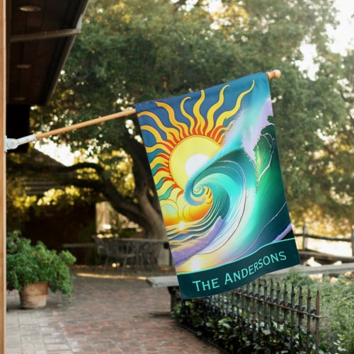  Double Sided Colorful Sun and Surf Signature  House Flag