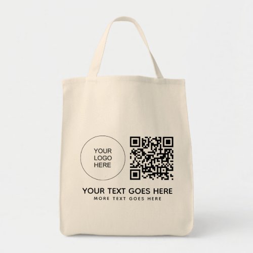 Double Sided Company Logo QR Code Grocery Tote Bag