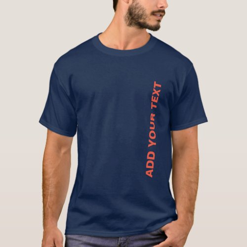 Double_Sided Custom Add Text Navy Blue Mens T_Shirt
