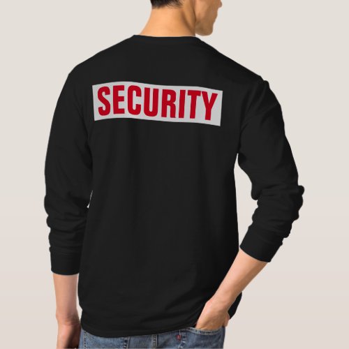 Double Sided Customizable Text Mens Security Black T_Shirt