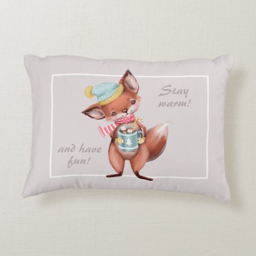 Double_sided cute animals Winter activities custom Accent Pillow