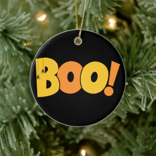 Double Sided Cute Ghost Happy Halloween Ceramic Ornament