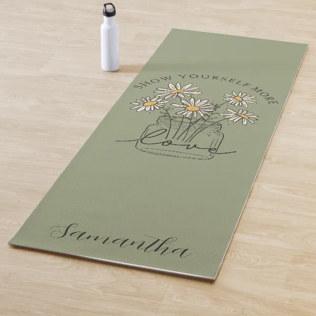 Double Sided Daisy Inspirational Quote Yoga Mat | Zazzle