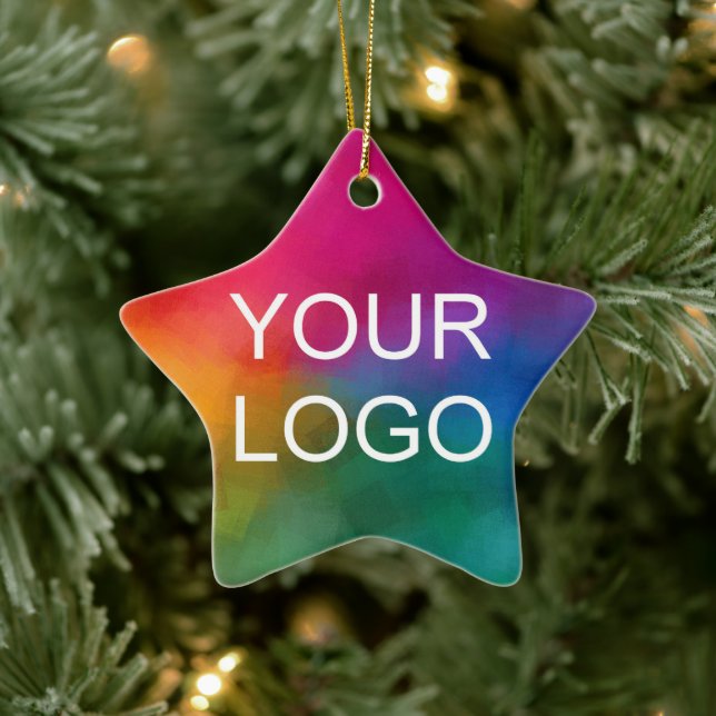Double Sided Design Business Corporate Logo Star Ceramic Ornament (Tree)
