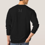 Double Sided Design Monogram Name Template Men's T-Shirt<br><div class="desc">Double Sided Design Monogram Name Template Men's Elegant Trendy Black Basic Long Sleeve T-Shirt.</div>