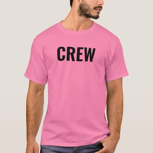 Double Sided Design Template Crew Staff Mens Pink T_Shirt