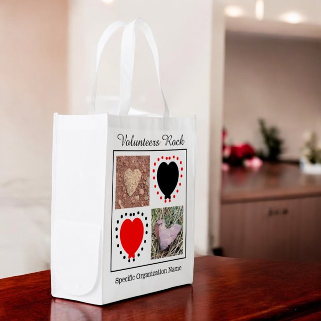 Double Sided Design with Custom Photos Grocery Bag (angle view four photo grocery tote)