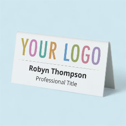 Double Sided Desk Name Plate Company Logo White Table Tent