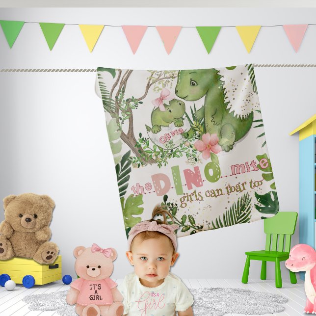 Double-Sided Dino White Pink Nursery Baby Blanket (Double-Sided Dino White Pink Nursery Baby Blanket)