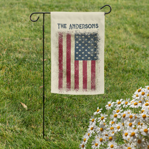 Double Sided Distressed American Flag Signature