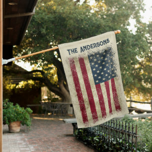 Double Sided Distressed American Flag Signature